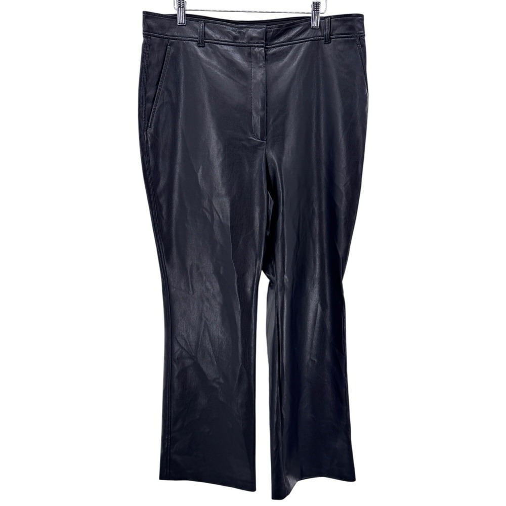 Babaton Aritzia Faux Leather Pants Black Size 16 High Rise Straight Leg Trousers